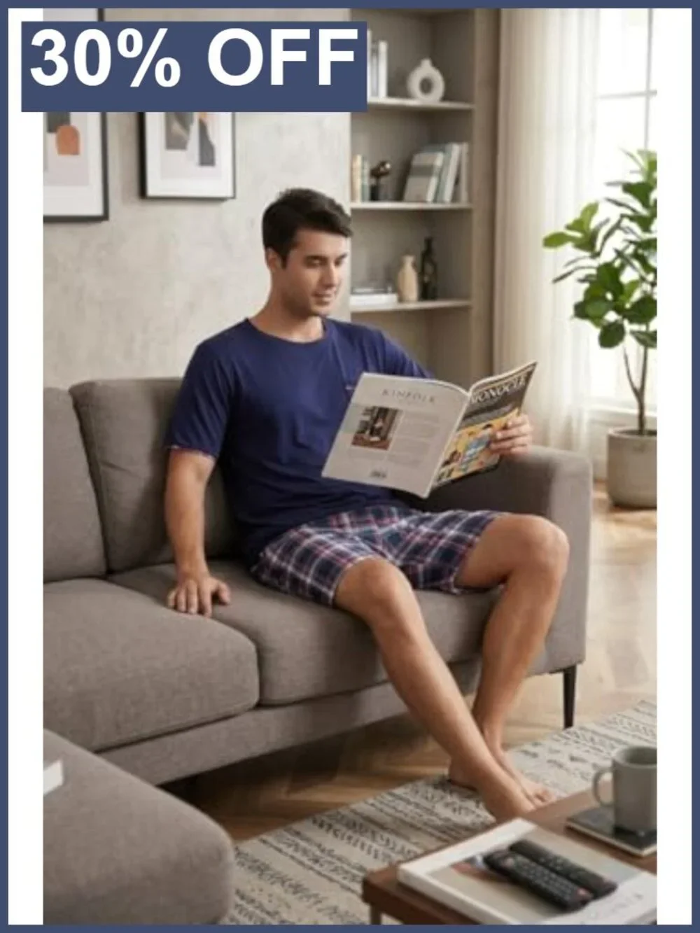 Men's Pajama Set Short Sleeve Shirt & Shorts Lightweight Soft Lounge Sleepwear
